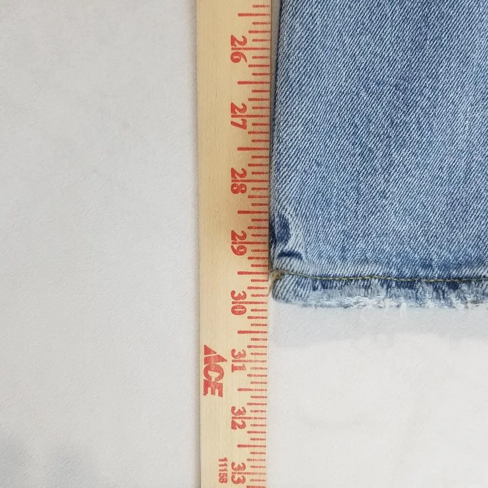 LOFT Jeans Womens 8 Light Wash Blue The Wide Leg Raw Hem Stretch Denim Zip Fly